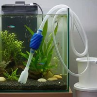 2-in-1 Aquarium Siphon Vacuum Cleaner, Adjustable Substrate Cleaner Water Changer with Long Pipe Kit for Fish Tank Maintenance