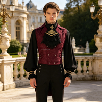 Medieval Gentleman Court Tailcoat Set Men Gothic Black Shirt Vest Costume Steampunk Halloween Vampire Cosplay Costumes 2026