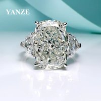5ct Cushion Cut High Carbon Diamond Ring 100% Real 925 Sterling Silver Engagement Wedding Band Rings for Women Jewelry