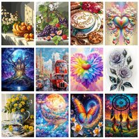 GATYZTORY Pictures By Number Landscape Kits DIY Frame Painting By Numbers Flower Drawing On Canvas HandPainted Home Decor