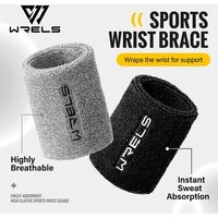 WRELS Wristband Sweatband Absorbent Thick Terry Cloth Gym Fitness Basketball Tennis Yoga Weightlifting Running Sport Wrist Band