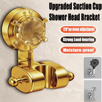 Golden 360° Adjustable Strong Load-bearing Waterproof Shower Head Stand Bracket Suction Cup Wall Mounted Handheld Shower Holder