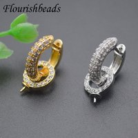 High Quality Metal Circle Shape Pin Round Earring Hooks Jewelry Findings Zircon Beads Setting fit Half hole Stones