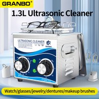 Granbosonic 120W Stainless Steel Ultrasonic Cleaner 1.3L Bath Household Appliance Commercial Jewelry Spark Plug Washer