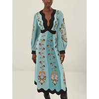 Spring Women's Long Sleeve Casual Style Polyester Material 2025 New Fashion V-neck Printed Hollow Back Dress