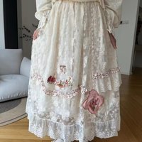 Japanese Style Sweet Lace Embroidery Cotton Long Skirts For Women Girl Autumn Summer Lace Patchwork Skirt Lolita