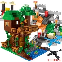 MINISO 1208PCS Building Blocks For Legoinglys Minecrafted Village Warhorse City Tree House Waterfall Educational Toys For Kids
