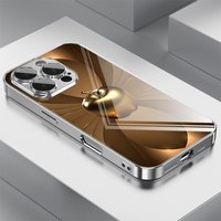 Metal Technology Phone Case for iPhone 17 16e 16 15 14 13 12 Mini 11 Pro XS Max XR X 8 7 6 Air Plus Luxury Tempered Glass Cover