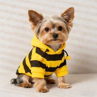 Winter Warm Pet Bee Costume Striped Cosplay Outfit Breathable Fleece Dog Cotton Padded Clothes Cute Medium Cat Apparel Hoodie