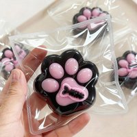 (HefengCL)Black‑Pink Fish‑Bone Cat Paw Squishy Toys, Soft Squeeze Toys, Ideal Party Favors & Holiday Gifts