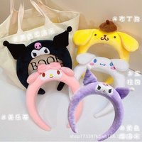 Kawaii Headband Sanrio My Melody Kuromi Cinnamoroll Pompom Purin Hair Accessories Anime Cute Cartoon Plush Headdress Girls Gift