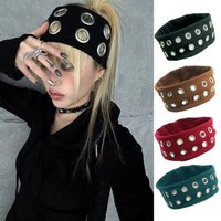 New Metal Rock Punk Girl Headband Fabric Air Eye Hollow Eyelets Hair Bands Hair Accessores Hollow Elastic Headband