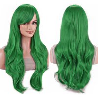 Synthetic Hair Long Wavy Vibrant Green Lolita Neliel Cosplay Wig Anime Wigs Crusch Karsten Halloween Costume Wig for Girl