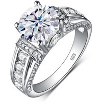 Real 2 Carats Moissanite Rings For Women Solid 925 Sterling Silver Wedding Band Luxury Female Jewelry Accessories Gift For Girls