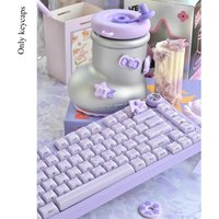 Purple Jelly Pudding Crystal Keycap Transparent OEM Profile Side print Cute 113 keys cap Gamer Mechanical Keyboard 60/87/98/104