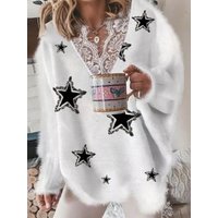 Pull à manches longues et col en V pour femmes, décontracté, coupe ample, Sexy, fermeture éclair, tricot chaud imprimé, tendance 2024
