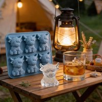 Cute Highland Cow Chocolate Ice Cube Mold Silicone Tray Cute 3D Ice for WhiskeyCocktails Beer & Drinks Reusable Silicone Molds