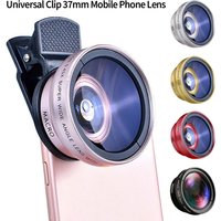 2 IN 1 Lens Clip Mobile Phone Camera Lens Kit Universal 37mm 0.45X 49uv Super Wide-Angle+12.5x Macro HD Lens For Iphone Android