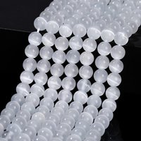 4 6 8 10mm White Cat Eyes Stone Bead Round Loose Spacer Smooth Bead For Jewelry Making Diy Necklace Bracelet Accessory Findings