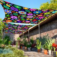 1 Piece Vibrant Luminous UV Floral Awning featuring a dense psychedelic pattern with bold silhouettes and saturated colors on
