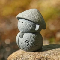 Japanese Ksitigarbha Buddha Statue – Exquisite Garden Lantern Sculpture, Antique Stone Finish, Landscape Decor