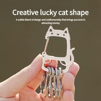 Outdoor Travel Lucky Cat Stainless Steel Keychain, Portable Creative Hook S-hook, Sturdy And Durable