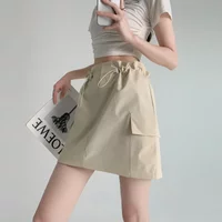 Solid Color High Waisted A-line Short Skirt Korean Fashion Workwear Skirt Summer New Slimming Design with Hip Hugging Skirt