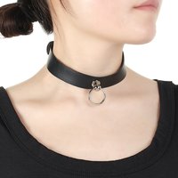 Anime Reze Collar Punk Gothic PU Leather Choker Necklace with Chain Pull Ring Cosplay Party Props Accessories