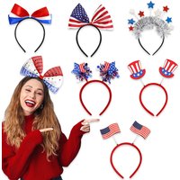 4th of July Patriotic Headband Red White Blue Stars Flag Hair Hoop for American Independence Day Party Decor Fits Adults Kids