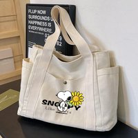 Snoopy Handbag Cartoon Pattern Shopping Bag Large Capacity Canvas Underarm Bag Fashion Woman Shoulder Storage Bags Birthday Gift