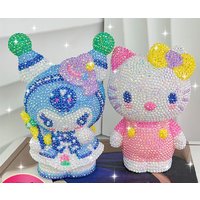 Sanrio DIY Diamond Sticker Piggy Bank Handmade Diamond Sticker Piggy Bank Hello Kitty Kuromi Diamond Sticker Doll Children's Toy