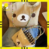 Cute Rilakkuma Canvas Shoulder Tote Bag Cartoon Women Portable Handheld Versatile Practical Commute Bag Gifts For Women New