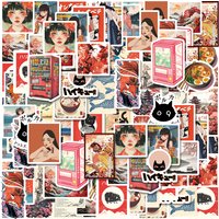 30pcs Classic Japanese Girl Graffiti Stickers Decorated Notebook Water Cup Diary Suitcase Guitar Student Stationery PVC Decals