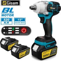 Gisam 520n.M Bürstenloser Elektrischer Schlagschrauber 1/2 Zoll Li-Ionen-Akku für Autoreparatur Elektrowerkzeuge für Makita 18V Akkupins