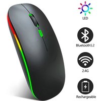 Wireless Mouse 2.4GHz Bluetooth Rechargeable Mouse Quiet Ergonomic Gaming Mouse With LED Backlight 1600DPI Mouse For PC Laptops