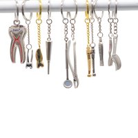 1PC Dentist Keychain Stainless Steel Dental Tools Design Clinic Gift Dentist Assistant Appreciation Present Unique Key Ring