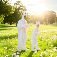 White Rabbit Costume Adult Bunny Costume with Pink Belly Ears Attached Gloves and Feet Perfect Costumes Party Outfits
