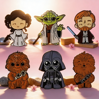6pcs/set Star Wars Badge Brooches Collectible Sci-Fi Jewelry Darth Vader Leia Organa Solo Yoda Baby Clothing Accessories