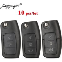 Jingyuqin 10 pièces/lot 3 bouton rabattable voiture clé coque télécommande Fob couverture pour Ford Focus Fiesta C Max Ka