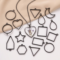 10Pcs Geometric Hollow Frame Bezel Pendants Charms For DIY Necklaces Key Chains Jewelry Making Decorative Accessories Supplies