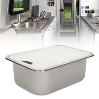 RV Sink Kit Stainless Steel Hand Wash Basin With Acrylic Chopping Board For Boat Yacht 15x10.8x5.5in