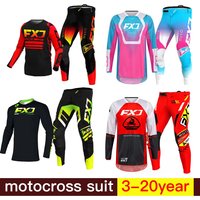 AliExpress NONE child motocross gear set girl pink Off-road cross Kits boy MX MTB black Combo 3 4 5 6 7 8 9 10 year Jersey Pant Kits