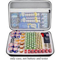 Battery Storage Organizer Box , Variety Case Holds 140+ AA, AAA, C, D, 9V, Lithium 3V Button Batteries Bag- Not Batteries