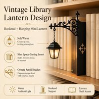 Lampka LED w stylu vintage, dekoracja na półkę w kształcie lampy ulicznej, miniaturowe lampki, do domowej biblioteki, czytelni, biura, prezent dla miłośników książek.