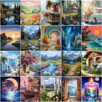 GATYZTORY Painting By Numbers For Drawing on canvas Landscape Markers By Numbers Art Supplies Paint Kit Watercolor Wall Art Kits