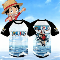 Summer 2026 One Piece Luffy "Sea Adventure" Shoulder Sleeve Trend Theme 3D Printed Breathable T-shirt Adult Parent-child Top