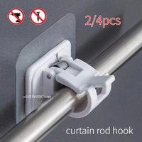 No Drill Curtain Rod Hooks Horizontal Bar Door Curtain Retractable Rod Sticky Hooks Home Goods ABS Material No Drilling Needed