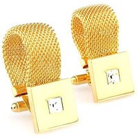 Men's Crystal Cuff Links Classic Golden Chain Design Quality Copper Cufflinks Wholesale & Retail