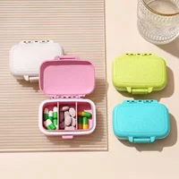 Wheat Straw Small Pill Box 3 Compartments Mini Portable Medicine Storage Case for Travel Sealed Moisture Proof Pill Organizer