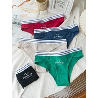 5-piece mixed color simple English printed high-slit women's briefs, pure cotton simple new women's underwear